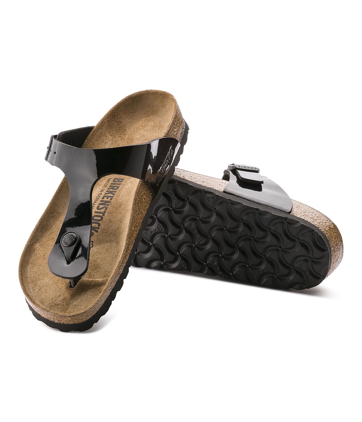 Tong Femme Birkenstock Gizeh Vernis Noir | SHOWROOMVIP ...