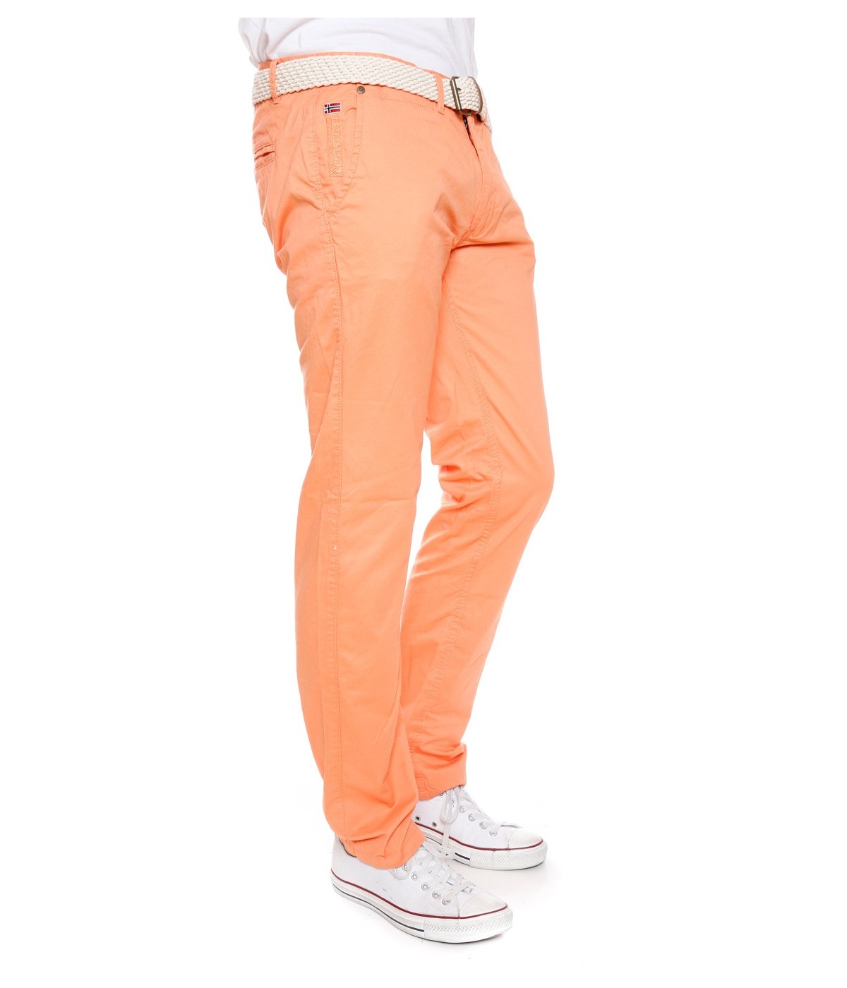 Pantalon Chino Geographical Norway Proud Corail ...